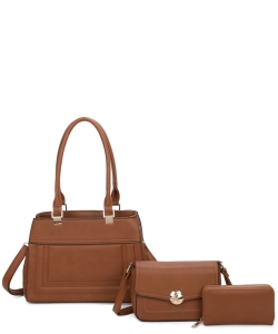 Fashion Top Handle 3in1 Satchel Set LF380T3 BROWN
